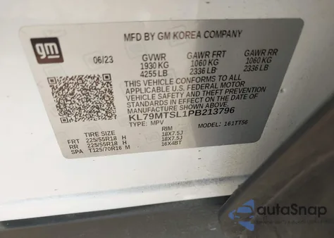 2023 Chevrolet Trailblazer Fwd Rs из США, поврежденный, VIN KL79MTSL1PB213796